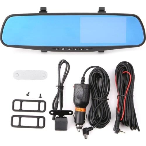 4.3 Inch Car DVR Camera Dash Cam FHD 1080P Dual Lens Car Auto DVR Mirror Recorder Car Rearview Mirror G-sensor DVRs
