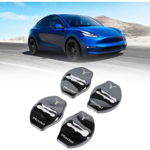 4Pcs Car Door Lock Buckle Cover for Tesla Model Y Accessories Door Lock Sticker Automobile Decoration