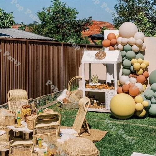 83pcs Autumn Theme Orange Balloon Garland Mustard Dusty Green Balloons Arch Kit Baby Shower Birthday Party Decoration Backdrop