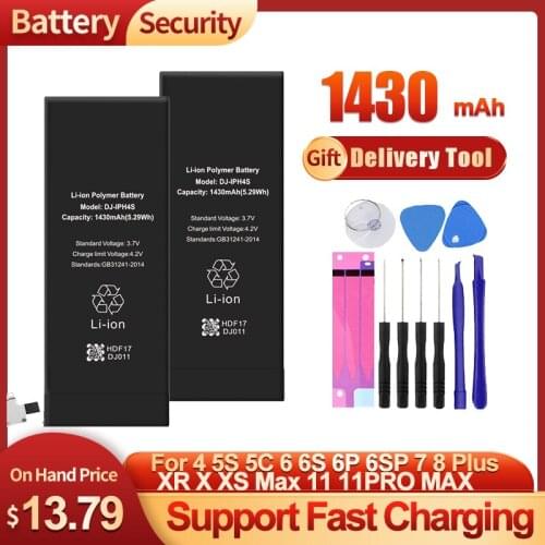 DEJI Battery For iPhone 6 6S 5S 5C 7 8 Plus X Xs Max Xr 6Plus Original High Capacity Bateria Replacement Batterie For iPhone6