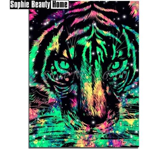 Diy 5d Diamond Mosaic Full Drill Diamond Painting Cross Stitch Animal Color Tigers In Water Diamond Embroidery Needlework 189079