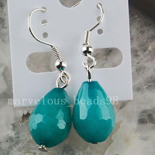 Free shipping Fashion Blue Jad Teardrop Gem Earrings Pairs MC2935