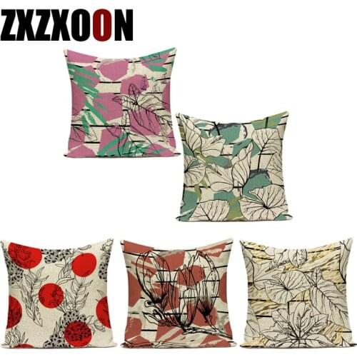 Decorative Throw Pillows Case Red Pink White Flower Polyester Sofa Home Pillow Case Cover for Sofa Home Car Living Room