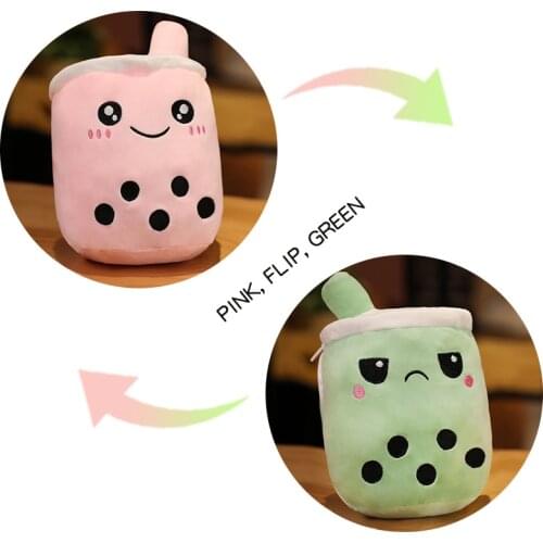 25cm Reversible Plushie Bubble Tea Toys Stuffed Food Flip Double-Sided Boba Tea Soft Dolls Plush Toys for Girl Kids Gift