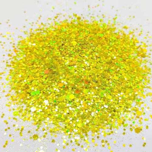 20g/Bag Laser Hexagon Holographic Chunky Glitter Nail Tips Glitter Powder Laser Sparkly Flakes Slices Manicure Nails Art Dec