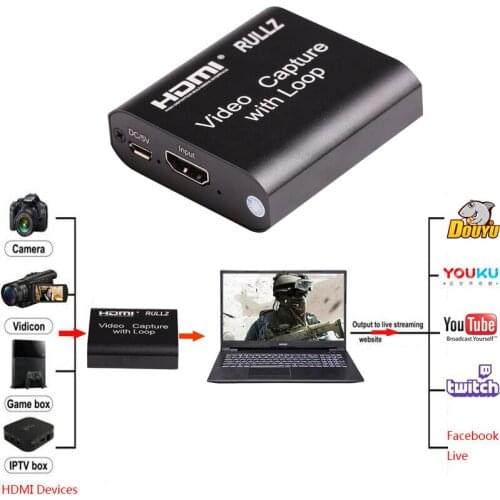 4K HDMI Capture Card USB 2.0 1080P Grabber Phone PS4 Game Recording Device with Loop Output For Youtube Facebook Live Streaming