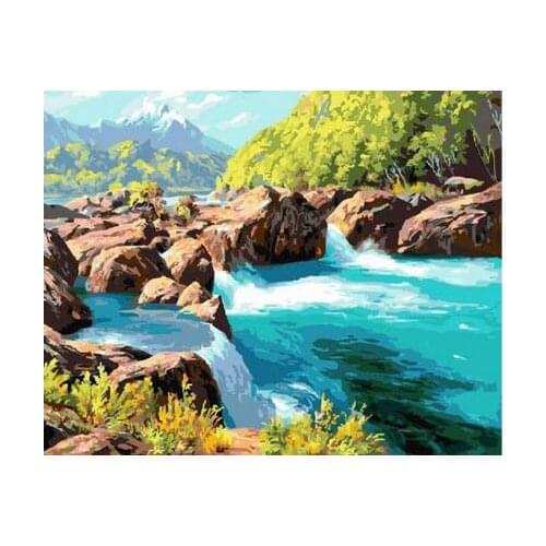 River Rapid Flow Pictures By Numbers On Canvas DIY Elegant Digital Oil Painting Coloring By Numbers Home Decor Art Gift