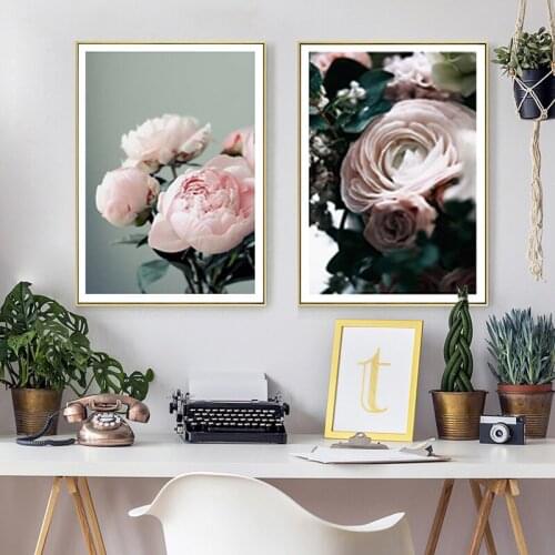 Beautiful Pink Flowers In Modern Style Canvas Painting Wall Art Nordic Posters and Prints Wall Pictures for Living Room Decor