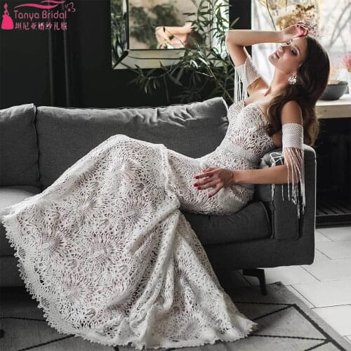 Sweetheart Lace Wedding Dresses Bohemian Mermaid Unique Romantic Bridal Gowns Tassel Vestido De Noivas ZW234