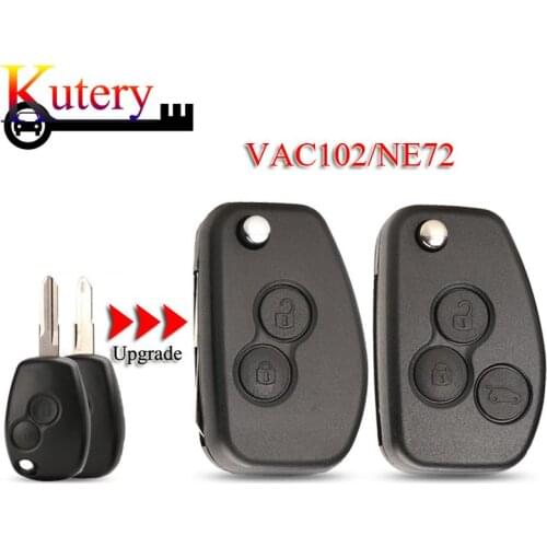 Kutery Upgrade Key Shell For Renault Dacia Modus Logan Espace Nissan 2/3Buttons Remote Car Key Case Cover With VAC102/NE72 Blade