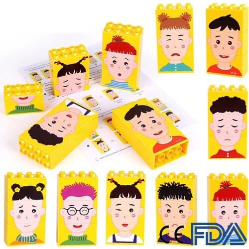 Hot Big Size Cartoon Funny Face Expression Accessories Building Blocks Action Figures Brick Educational Toys for children Gifts