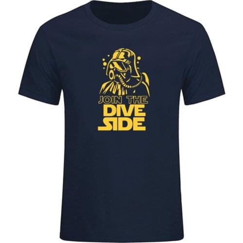 JOIN THE DIVE SIDE DARK Underwater Funny Printed T Shirt Summer Cotton Short Sleeve O-Neck Mens Clothing Brand Tee Plus Size