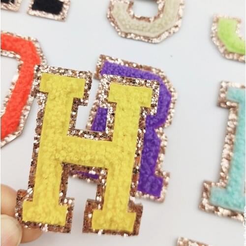 A set Color English Letters Alphabet Towel Embroidered Patches For Clothing Bags Jacket iron On Accessories DIY Name Patch