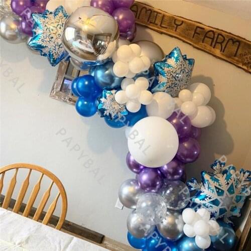 78pcs Blue Purple Balloons Arch Garland Set Snowflake Foil Balloons 4D Silver Globos Birthday Wedding Baby Shower Party Decor
