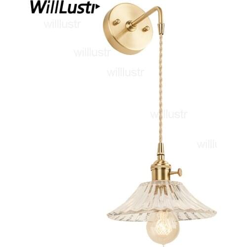 Nordic pressed glass wall lamp vintage crystal clear wall sconce luxury brass base home dinning room hotel bar restaurant light