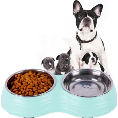 New Cat Dog Double Pet Bowls Feeding and Drinking Bowls Food Water Feeder for Dog Puppy Cats Pets Supplies Feeding Dishes