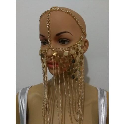 New Fashion Style WRB977 Women Gold Chains Layers Head Mask Chains Unique Hair Head Chains Jewelry 2 Colors