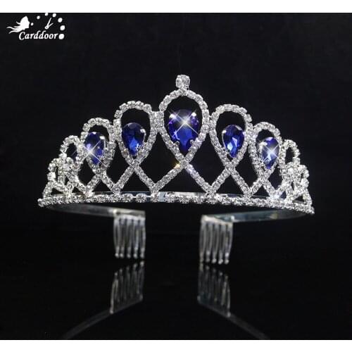 Carddoor NEW Crystal Crown Bride Headband Wedding Hair Accessories Gold Silver plated Girls Tiaras Women Trendy Hair Jewelry