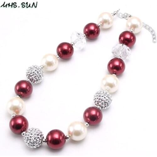 MHS.SUN Charming Design Girls Beads Necklace Kids Chunky Bubblegum Necklace Fashion Handmade Jewelry For Gifts Party