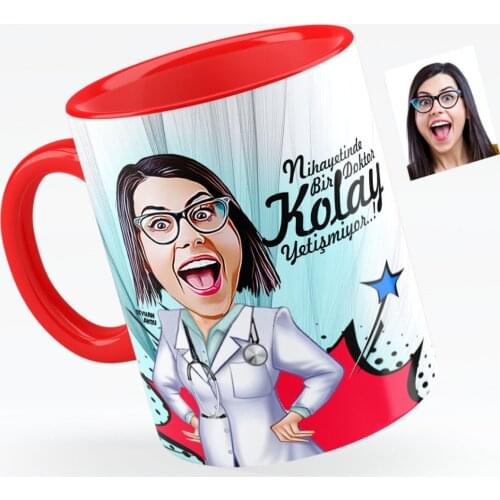 Personalized Women 'S Doctor Caricature Of Red Mug Cup-1