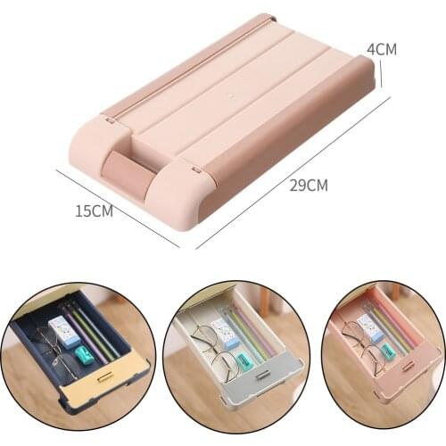 Pencil Tray Pop-Up Self-Adhesive Hidden Desktop Organizer With Card Lock Nail-Free New Simple Durable Storage Boxes 3 Colors