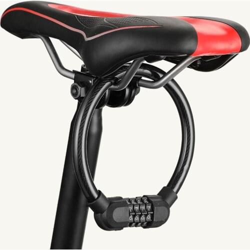 Portable Bicycle Anti-theft Password Lock Mountain Road Bike Four Digit Code Lock Smart Cycling Security Cable Ring Lock