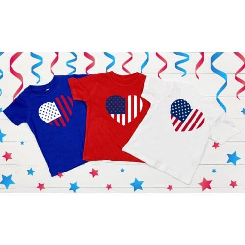 American 4th Independence Day Shirt Fourth of July Kids Shirts LOVE Flag Shirt Girls Boys Patriotic tops for gift