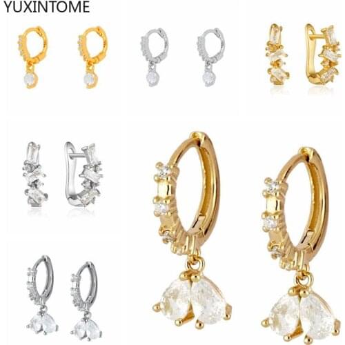 YUXINTOME 925 Silver Ear Buckle Hoop Earrings for Women Gorgeous CZ Plata EarRing birthday present Honey Bee Pendientes Hoop 3