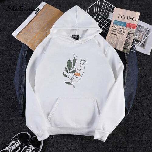 Shellsuning 2021 Autumn Aesthetic Printed Hoodies Casual Harajuku Women Hooded Sweatshirts Plus Size Women Clothing Plus Size