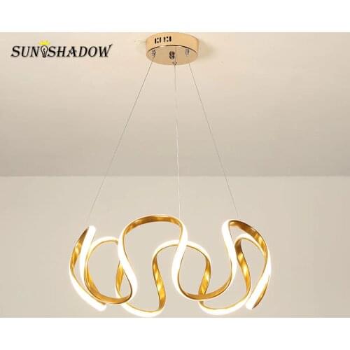 Gold&Coffee Modern Led Chandelier Hanging Lamp Ceiling Chandelier Lighting Living room Bedroom Dining room Kitchen Light Fixture