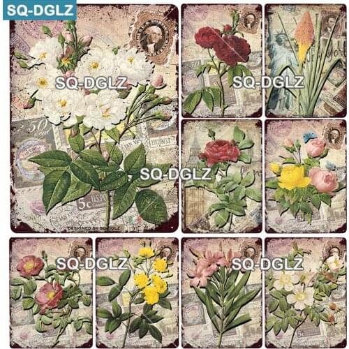 [SQ-DGLZ] Garden Flower Metal Sign Vintage Metal Plaque Plate Yard Decor For Pub Bar Home Wall Decor Tin Sign Rose Poster Custom