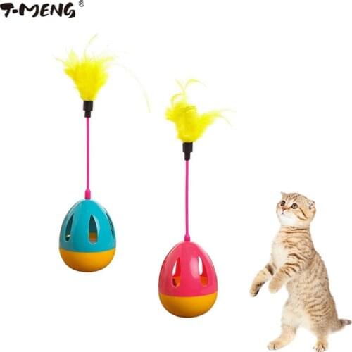 T-MENG Cat Toys Cat Feather Bell Rod Tumbler Toy for Cat Kitten Funny Playing Interactive Toy Pet Cat Supplies Activity Pet Toys