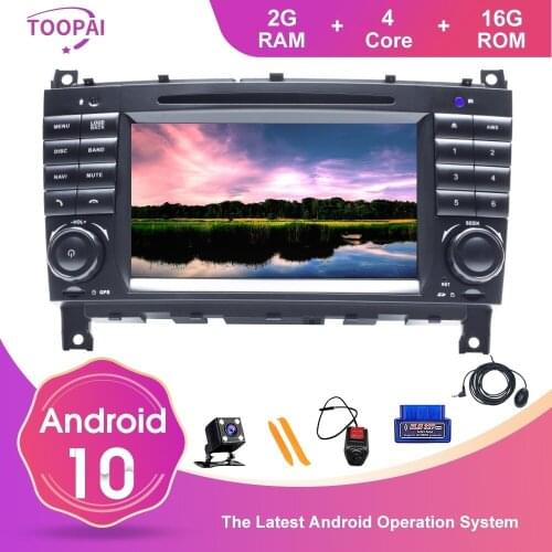 TOOPAI Android 10 For Mercedes Benz W203 CLK200 CLK22 C180 C200 Auto Radio Head Unit Stereo CANBUS Car Auto Multimedia Player