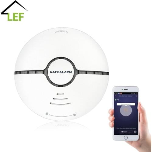 WiFi Smart Smoke Fire Alarm Sensor Detector Home Security System Alarm Wireless Smart Life Tuya App Control Powered by Battery