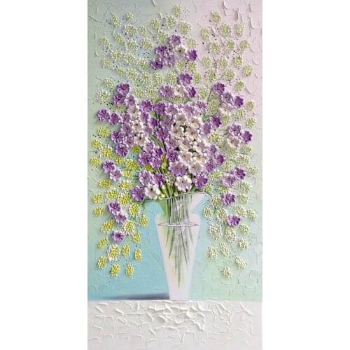 Wisteria Flower Vase Diamond Painting Round Full Drill Floral Vertical Version DIY Mosaic Embroidery 5D Cross Stitch Home Decor