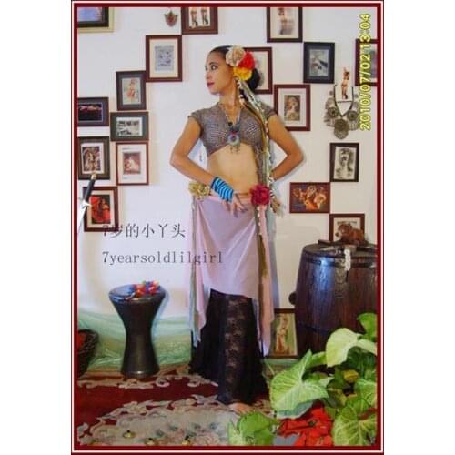 7Years Old Lil Girl Gothic Tribal Belly Dance Over Skirt BK04