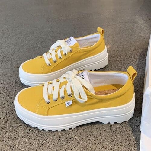 Brand Design Women Canvas Shoes Fashion Candy Color Platform Shoes Casual Tassels Thick Bottoms Flat Sneakers Women Bread Shoes
