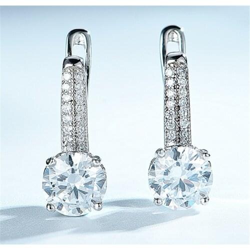 DY 925 Sterling Silver Earring Clear Cubic Zirconia Unique Round Hoop Elegant Romantic Earring For Female Wedding Trendy Jewelry