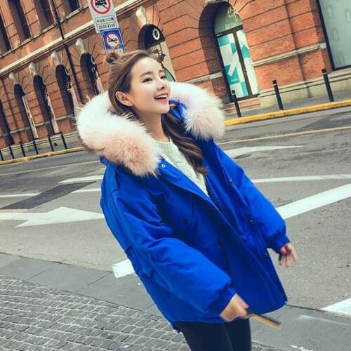 Parkas Mujer Invierno 2020 Thick Winter Coat Fur Collar Hooded Womens Jackets Blue Women Parka Casaco De Inverno WXF384