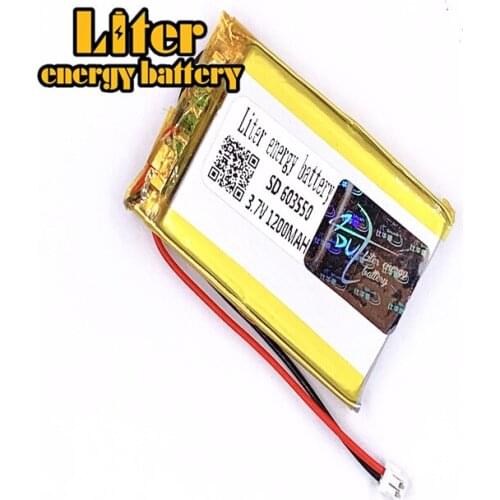 1.5MM 2pin connector 3.7 V 603550 1200mah Rechargeable lipo battery solar li ion polymer lithium battery