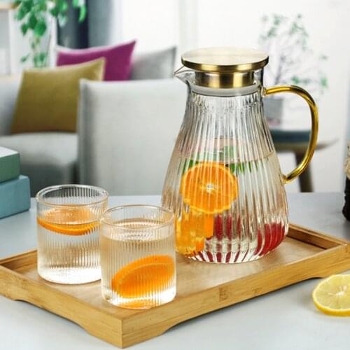 1.9L Cold water bottle glass household heat-resistant thickened cold water cup teapot large capacity water bottle set juice jug