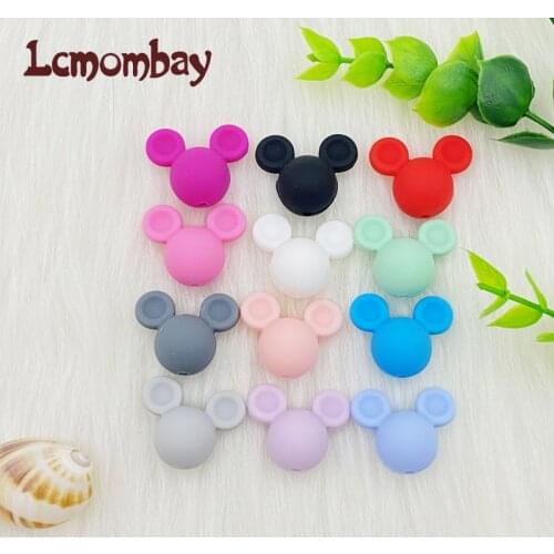 10pcs Mickey Baby Teething Beads BPA Free Cartoon Mouse Shape Beads For Necklaces Food Grade Baby Teether Toy
