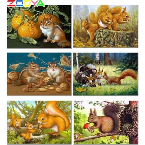 3D Full Diamond Embroidery Animal Lovely 5D Diy Crystal Full Square Squirrel Diamond Painting Animal Diamond Mosaic Decor Er077