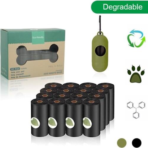 8/16Rolls Biodegradable Pet Garbage Bag Dog Cat Poop Waste Bags Dispenser Thicken Pet Poop Picking Clean Pouch Dog Accessories