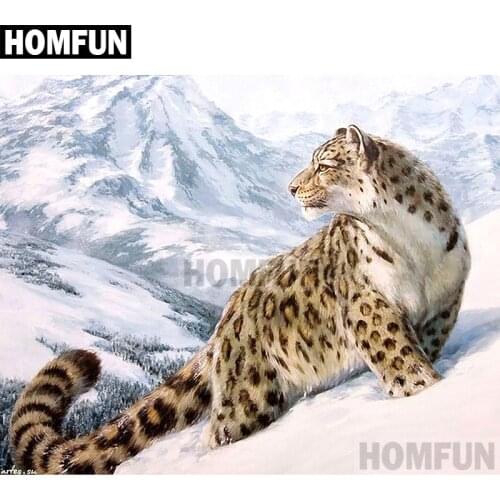 HOMFUN Full Square/Round Drill 5D DIY Diamond Painting "Snow Leopard" Embroidery Cross Stitch 5D Home Decor Gift A01973