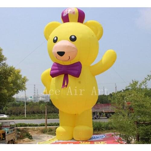 Free shipping outdoor advertising lovely yellow inflatable cartoon character inflatable bear for events