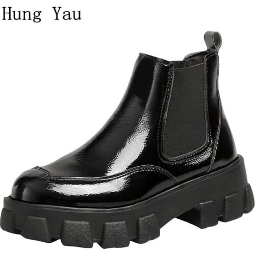 Women Ankle Boots Platform Thick Sole Elastic Band Martin Fashion Shoes Autumn Casual Female Solid Comfortable