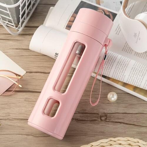 Tea Bottle Glass Insulated Brief Leak Proof Portable With Tea Infuser Office Bottle Glass Protector Gift Drink Teapot Bottle