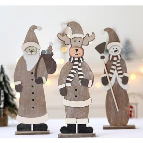 Wooden Christmas Ornaments Santa Claus Elk Decor Kids Toys For Chirstmas Tree Pendants Xmas Decoration For Home Party New Year