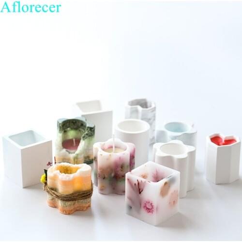 DIY Aromatherapy Gypsum Mould Flower Shaped Round Square Silicone Mould Home Decoration Candle Mold